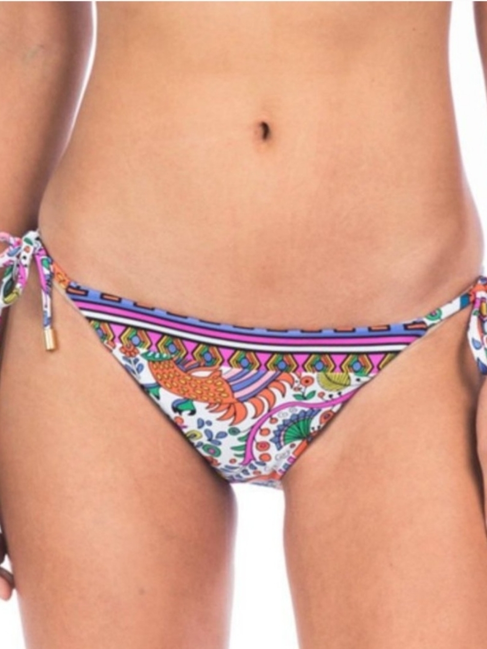 Trina Turk Multicolor Floral Paisley Tie-Side Bikini Bottoms  Jungle Beach - Picture 9 of 16